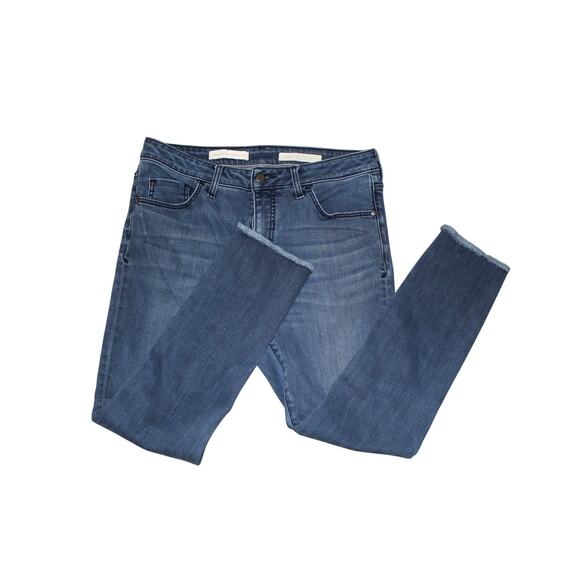 Pilcro and the Letterpress Script Jeans Blue Raw Hem Straight Leg Women’s 31P - Picture 1 of 4